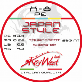 Key West Japan Style Tournament Super PE #0.3 0.08mm 250mt X-8 Multicolor 25mt